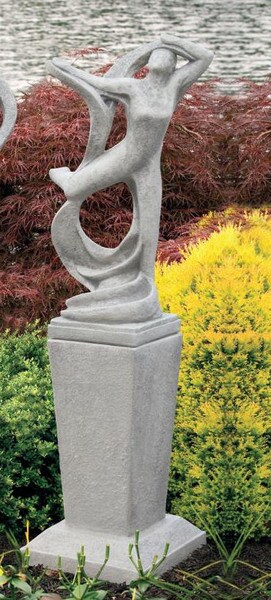 Dance in the Garden Statue on Pedestal Cement Dancers Musical Art